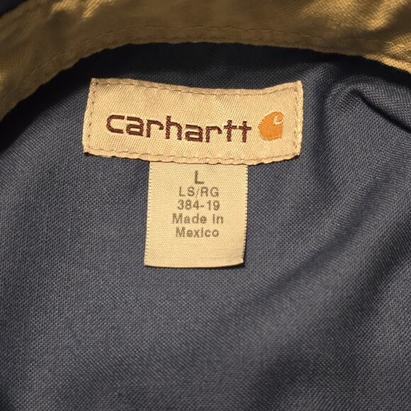Carhartt Mens Chore Shirt Button Up Size Large Blue Long Sleeve Outdoors Utility - Picture 4 of 10